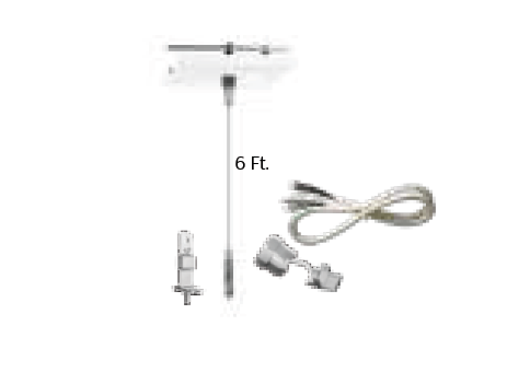 Westgate SCL-CSQ1P-6FT 6ft 1/16in, 1.5mm Single Square Suspension 5in Canopy Set With Keyhole End Connector, Power Side, With Cord