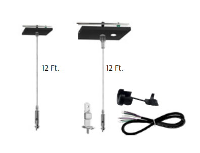 Westgate SCL-CSQMK-12FT-BK 12ft 1/16 Inch Suspension Canopy Complete Square Kit With Mini Non-power Canopy Keyhole End Connectors Black Finish