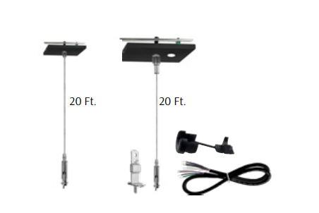 Westgate SCL-CSQMK-20FT-BK 20ft 1/16 Inch Suspension Canopy Complete Square Kit With Mini Non-power Canopy Keyhole End Connectors Black Finish