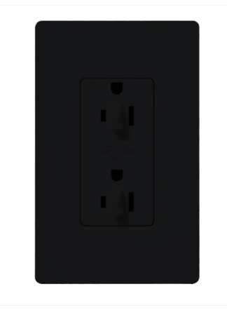 Lutron SCR-15-DDTR-MN Claro 15A Tamper Resistant Receptacle - Dual Dimming - Midnight Finish
