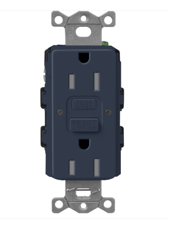 Lutron SCR-15-GFST-DE Claro 15A GFCI Receptacle - Tamper Resistant - Deep Sea Finish
