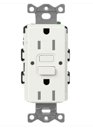 Lutron SCR-15-GFST-GL Claro 15A GFCI Receptacle - Tamper Resistant - Glacier White Finish