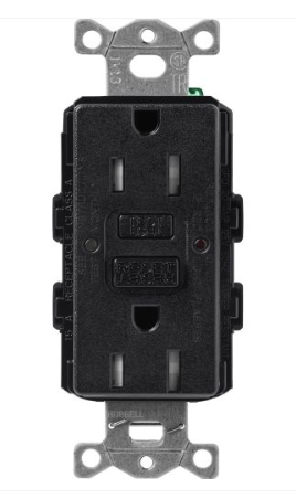 Lutron SCR-15-GFST-MN Claro 15A GFCI Receptacle - Tamper Resistant - Midnight Finish