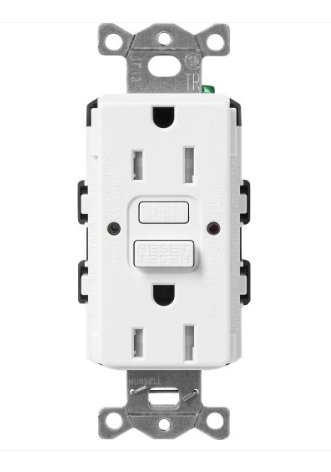 Lutron SCR-15-GFST-SW Claro 15A GFCI Receptacle - Tamper Resistant - Snow Finish