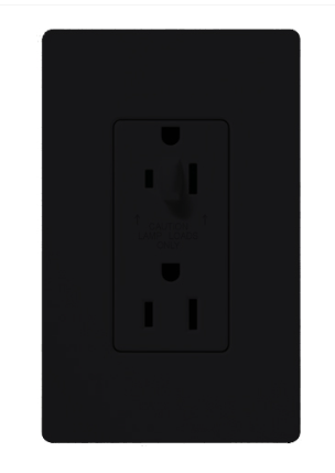 Lutron SCR-15-HDTR-MN Claro 15A Tamper Resistant Receptacle - Half Dimming - Midnight Finish