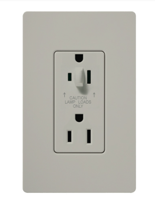 Lutron SCR-15-HDTR-PD Claro 15A Tamper Resistant Receptacle - Half Dimming - Palladium Finish