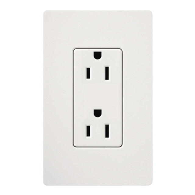 Lutron SCR-15-SW Claro 15A Receptacle, Snow White Finish
