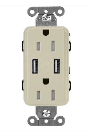Lutron SCR-15-UBTR-CY Claro 15A Tamper Resistant Receptacle - Dual Usb - Clay Finish