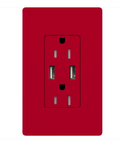 Lutron SCR-15-UBTR-HT Claro 15A Tamper Resistant Receptacle - Dual Usb - Hot Finish