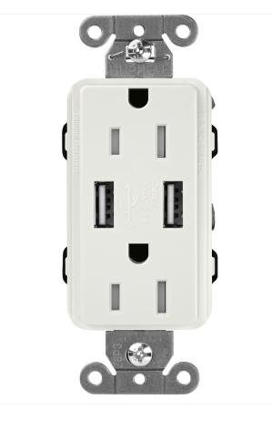 Lutron SCR-15-UBTR-LG Claro 15A Tamper Resistant Receptacle - Dual Usb - Lunar Grey Finish