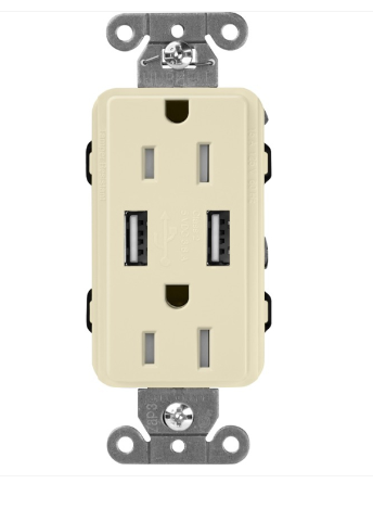 Lutron SCR-15-UBTR-SD Claro 15A Tamper Resistant Receptacle - Dual Usb - Sand Finish