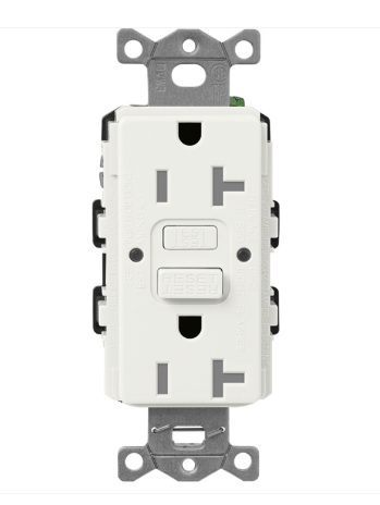 Lutron SCR-20-GFST-RW Claro 20A GFCI Receptacle - Tamper Resistant - Architectural White Finish