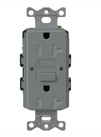 Lutron SCR-20-GFST-SL Claro 20A GFCI Receptacle - Tamper Resistant - Slate Finish