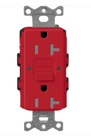 Lutron SCR-20-GFST-SR Claro 20A GFCI Receptacle - Tamper Resistant - Signal Red Finish
