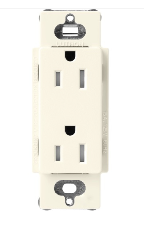 Lutron SCRS-15-TR-BI Claro 15A Tamper Resistant Receptacle - Biscuit Finish