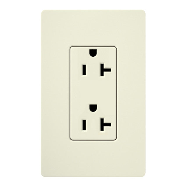 Lutron SCRS-20-TR-BI Claro 20A 125V Tamper Resistant Duplex Receptacle, Biscuit Finish
