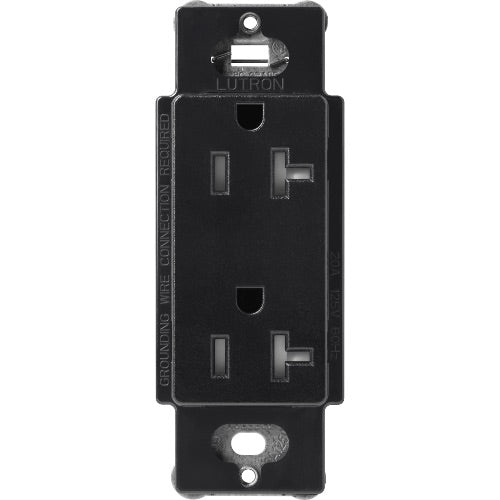 Lutron SCRS-20-TR-MN Claro 20A 125V Tamper Resistant Duplex Receptacle, Midnight Finish