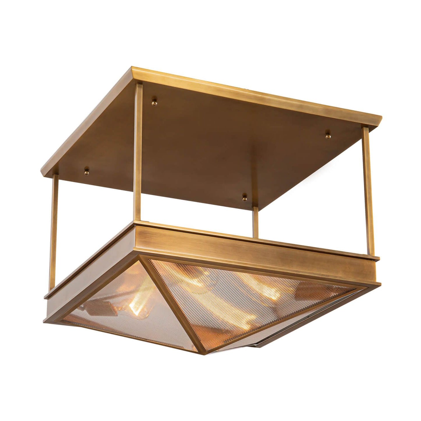 Alora Lighting SF332919VBCR 19" Cairo 4-Light LED Semi-Flush Mount - Vintage Brass / Clear Ribbed Glass