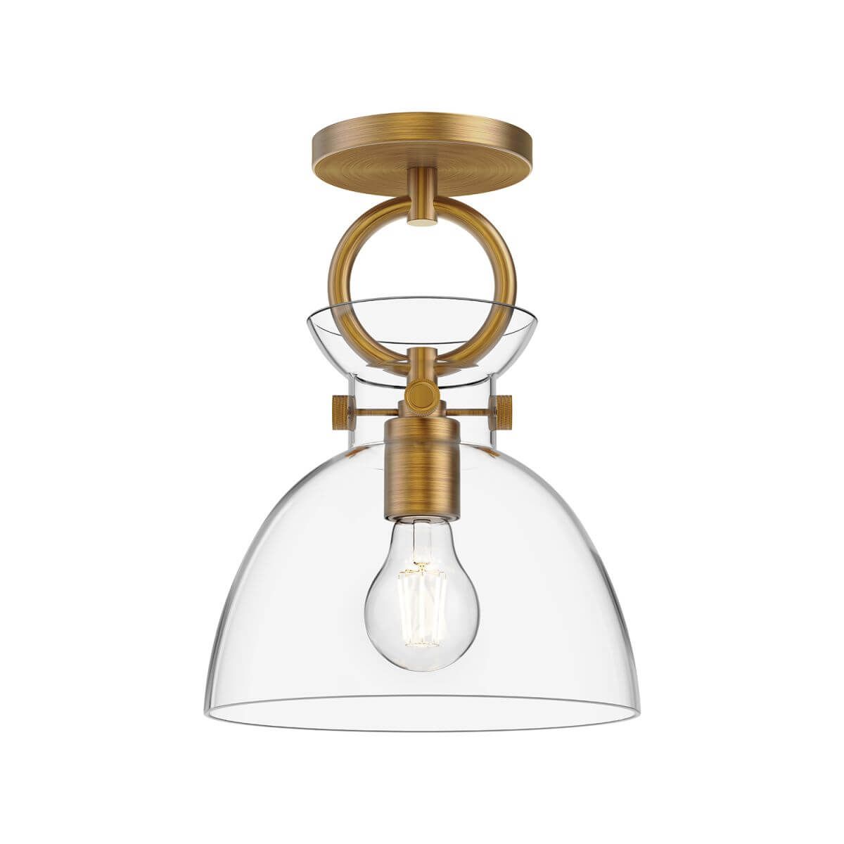 Alora Mood SF411809AGCL 9" Waldo 1-Light LED Semi-Flush Mount - Aged Gold / Clear Glass