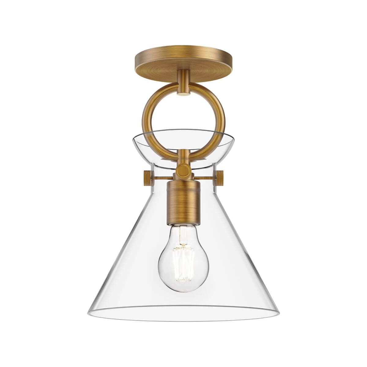 Alora Mood SF412509AGCL 9" Emerson 1-Light LED Semi-Flush Mount - Aged Gold / Clear Glass
