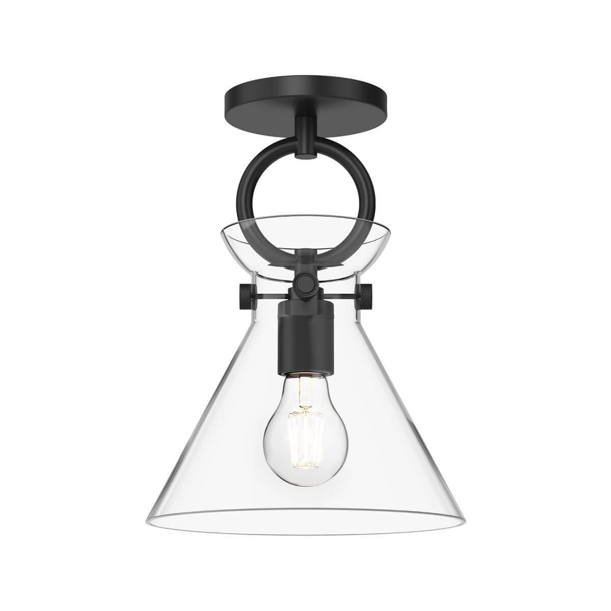 Alora Mood SF412509MBCL 9" Emerson 1-Light LED Semi-Flush Mount - Matte Black / Clear Glass