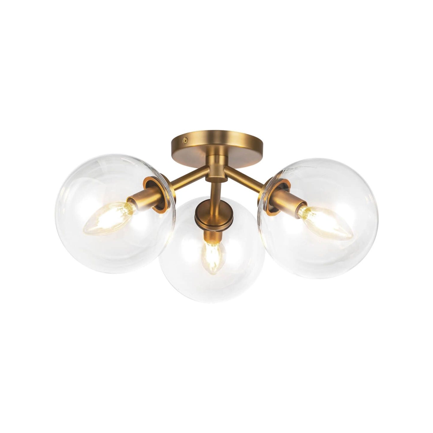 Alora Mood SF549315AGCL 18" Cassia 3-Light LED Semi-Flush Mount - Aged Brass / Clear Glass Shade