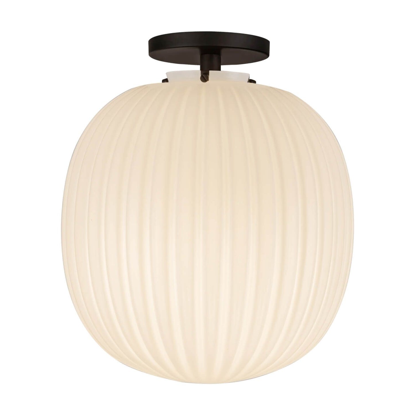Alora Mood SF579112MBGR 12" Cherise 1-Light LED Semi-Flush Mount - Matte Black / Glossy Ribbed Opal Glass