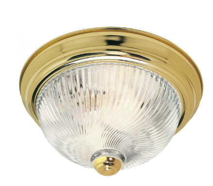 Nuvo SF76-024 2 Light - 11" Flush Mount Light with Clear Ribbed Swirl Glass - Polished Brass Finish