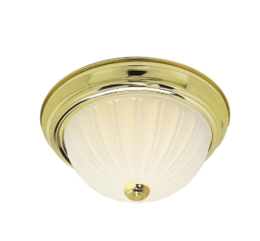 Nuvo SF76-124 2 Light - 11" Flush Mount Light with Frosted Melon Glass - Polished Brass Finish