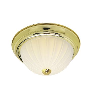 Nuvo SF76-126 2 Light - 13" Flush Mount Light with Frosted Melon Glass - Polished Brass Finish