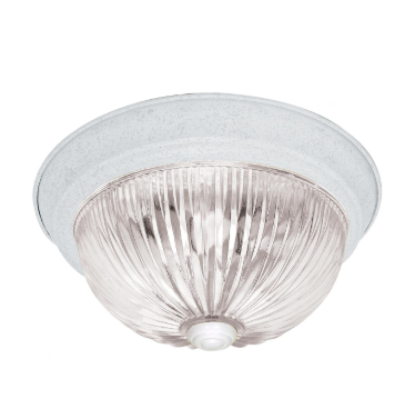 Nuvo SF76-191 2 Light - 11" Flush Mount Light with Clear Ribbed Glass - Textured White Finish