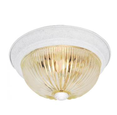 Nuvo SF76-192 2 Light - 13" Flush Mount Light with Clear Ribbed Glass - Textured White Finish