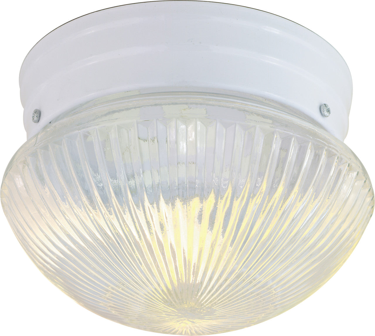 Nuvo SF76-251 1 Light, 8 Flush with Clear Ribbed Glass, White Finish