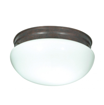 Nuvo SF76-604 2 Light - 12" - LED Flush Mount Light - Large White Mushroom - Old Bronze Finish
