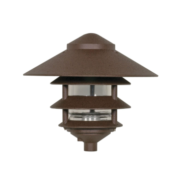 Nuvo SF76-637 LED Post Lantern Pagoda Garden Fixture Large 10" Hood 1 light 3 Louver Old Bronze Finish