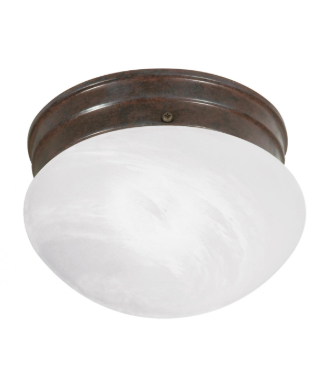 Nuvo SF76-670 1 Light - 8" - LED Flush Mount Light - Small Alabaster Mushroom - Old Bronze Finish