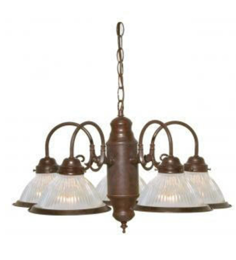 Nuvo SF76-694 5 Light - 22" - LED Chandelier Light - With Frosted Ribbed Shades - Old Bronze Finish