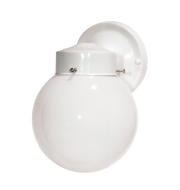 Nuvo SF76-704 1 Light - 6" - Porch LED Outdoor Wall Light - With White Globe - Gloss White Finish