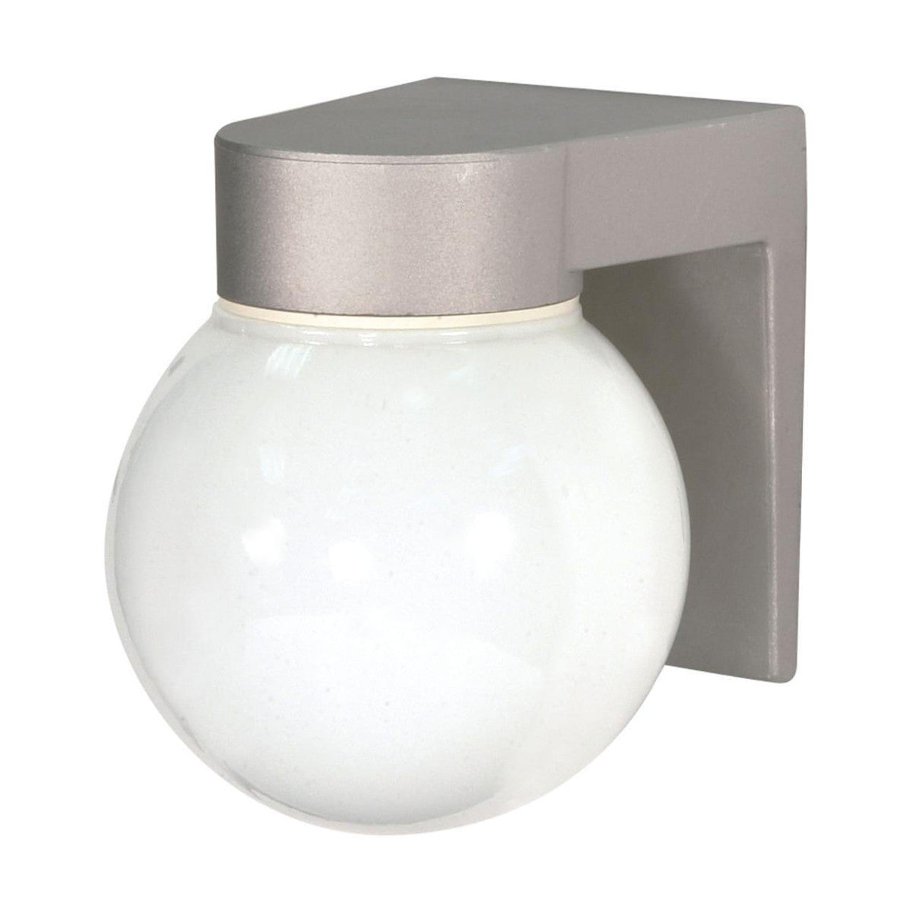 Nuvo SF77-139 1 Light 8" Wall Mount light Fixture, With White Glass Globe, Satin Aluminum Finish