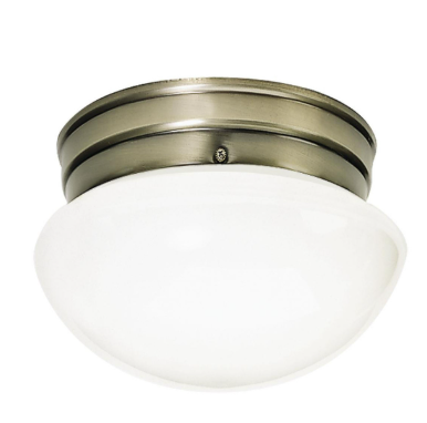 Nuvo SF77-921 1 Light - 8" LED Flush Mount Light with White Glass - Antique Brass Finish