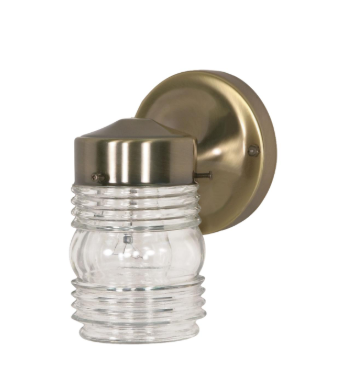 Nuvo SF77-995 1 Light - 6" LED Wall Light - Mason Jar with Clear Glass - Antique Brass Finish