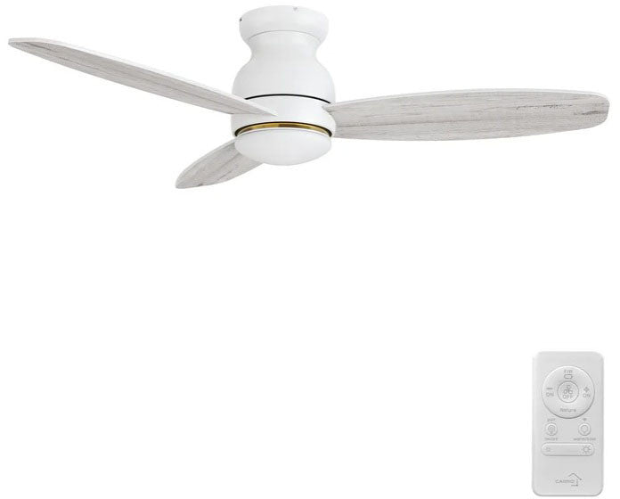 Carro USA SFR523Q-L12-WP-1-FM 52" Trento Modern LED Ceiling Fan - Fixture Finish: White with Gold - Blade Finish: White & Lightwood