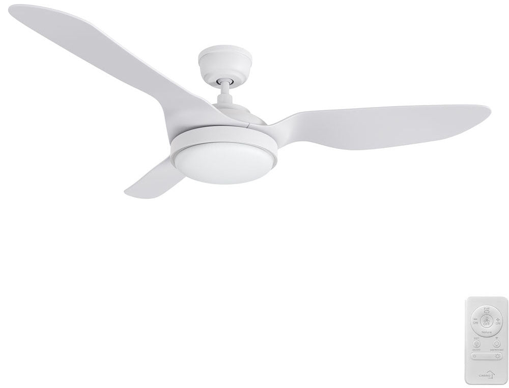 Carro USA SFR523F2-L12-W1-1 52" Vena Contemporary LED Ceiling Fan - Fixture Finish: White - Blade Finish: White