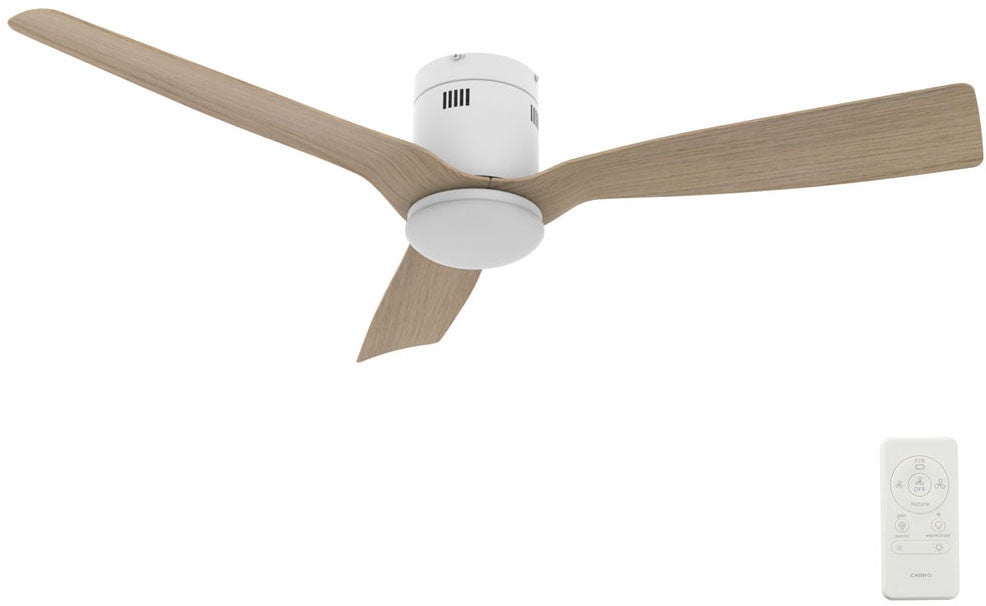 Carro USA SFR523P-L22-WR-1-FM 52" Spezia Modern LED Home Ceiling Fan - Fixture Finish: White - Blade Finish: Light Wooden Pattern