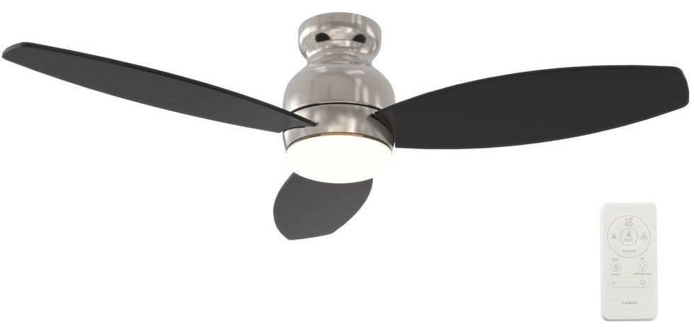 Carro USA SFR523Q-L12-S2-1-FM 52" Trento Modern LED Ceiling Fan - Fixture Finish: Brushed Nickel - Blade Finish: Black