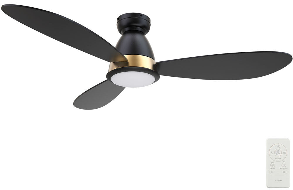 Carro USA SFR523Q7-L12-B2-1-FM 52" York Modern LED Ceiling Fan - Fixture Finish: Black - Blade Finish: Black