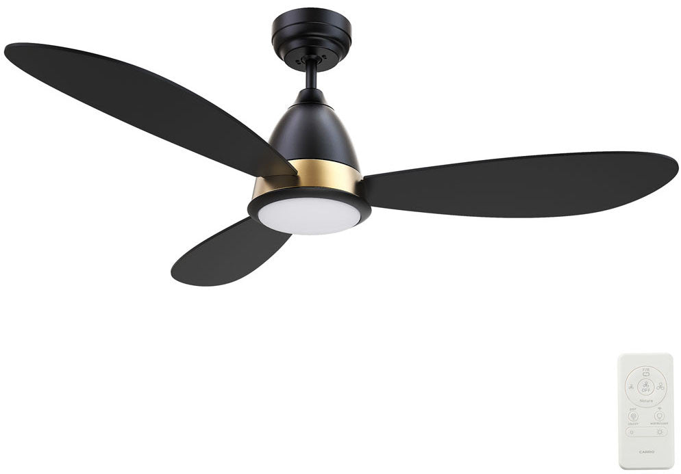 Carro USA SFR523Q7-L12-B2-1 52" York Modern LED Ceiling Fan - Fixture Finish: Black - Blade Finish: Black