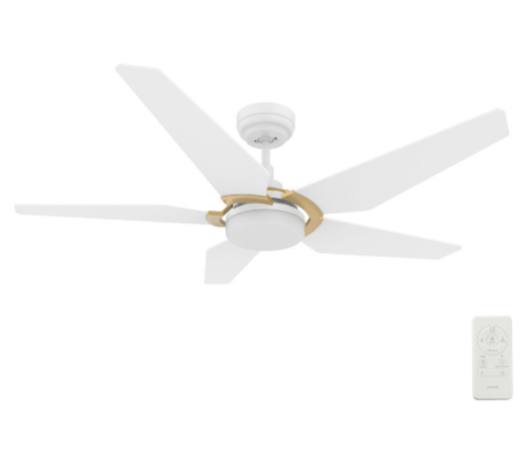 Carro USA SFR525B-L22-W1-1G Kaj Contemporary White LED 52" Ceiling Fan, White/Gold Detail Finish
