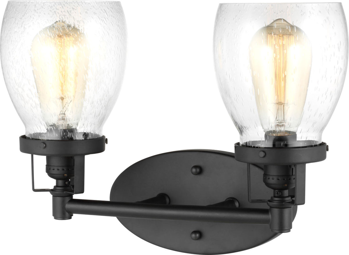 Generation Lighting Belton 2 light bath vanity wall light in midnight black