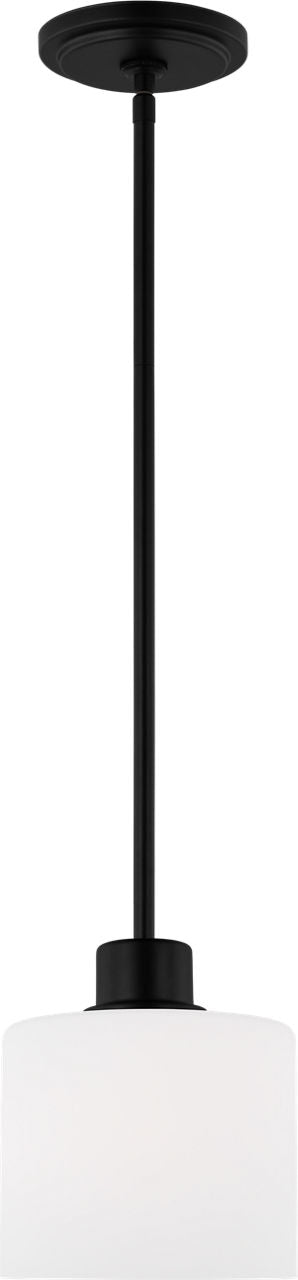 Generation Lighting Canfield 1 light mini pendant in Midnight Black